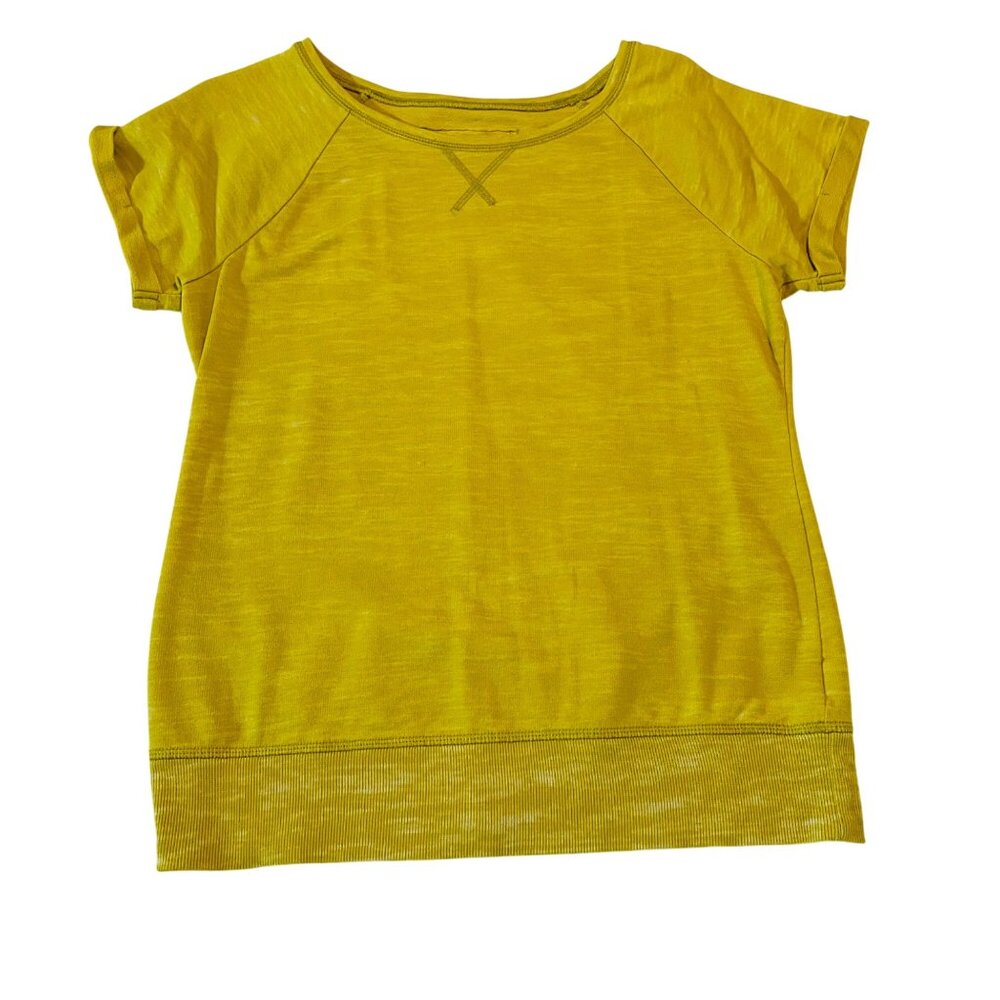 Ruff Hewn Womens Casual Yellow Heavier T-Shirt Rolled sleeves Size Small